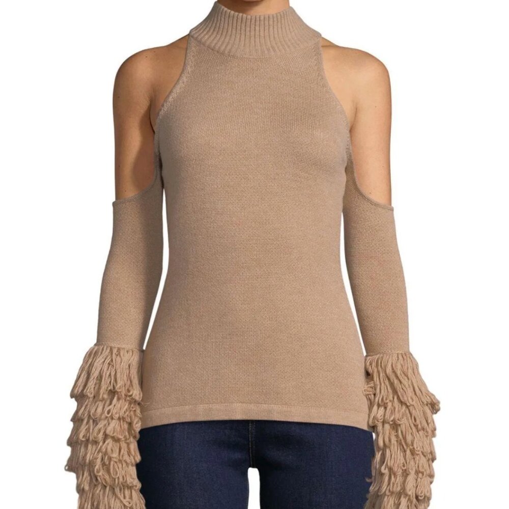 Jonathan Simkhai Loopy Yarn Cold Wool Shoulder Pullover Sweater Medium